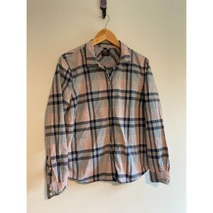 UNTUCKit Blouse Shirt Top Womens 14 Button-Up Plaid Pink Blue "Grumello"
